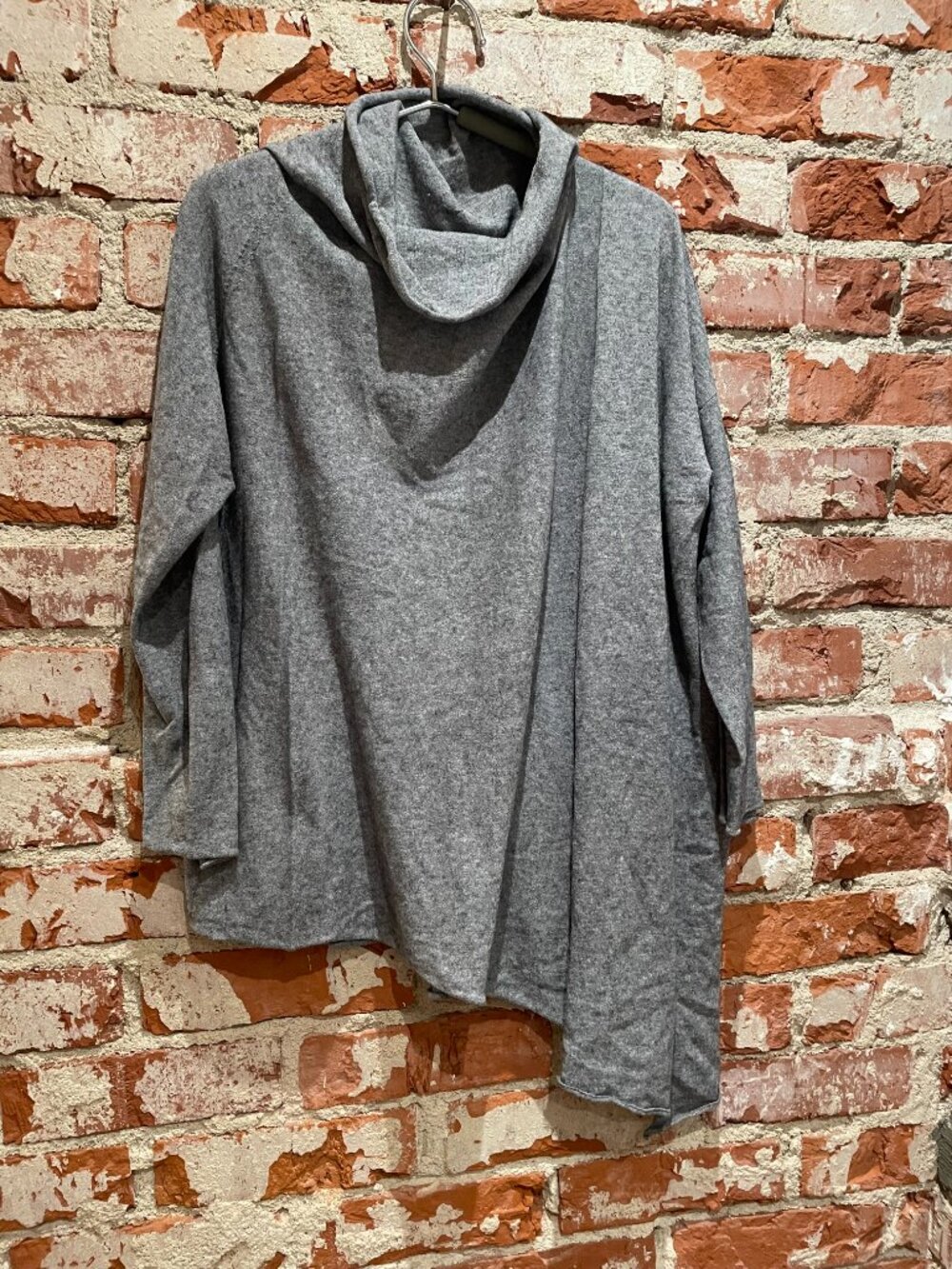 OSKA Grey Cashmere asymmetric soft cowl sweater